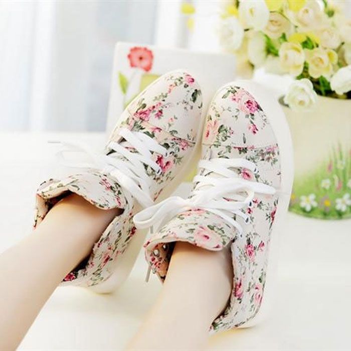 floral print canvas shoes