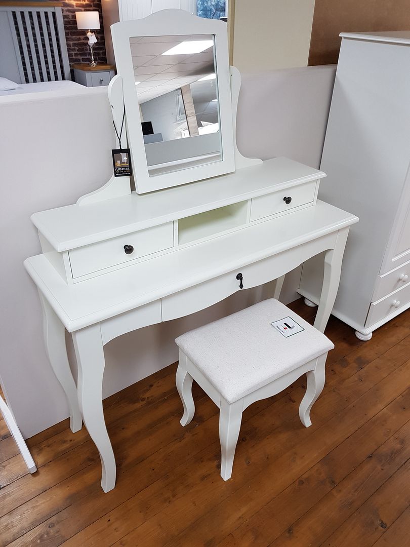 Ornate Chic Ivory Dressing Table and Mirror with Drawers Bedroom Furniture - Picture 9 of 9