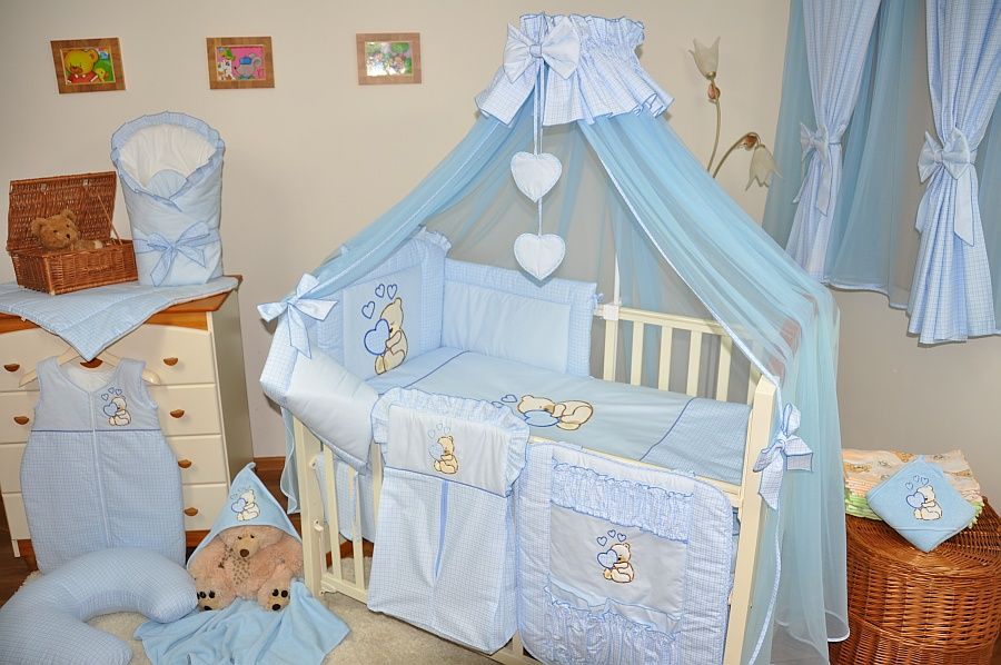 LUXURY 16 pcs BABY BEDDING SET//BUMPER//DRAPE//HOLDER to fit cot or cot bed