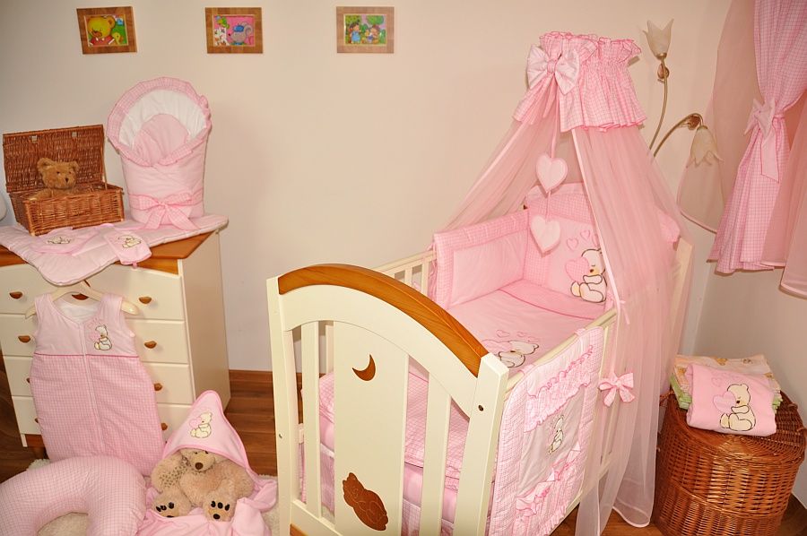 LUXURY 16 pcs BABY BEDDING SET//BUMPER//DRAPE//HOLDER to fit cot or cot bed